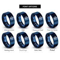 font options for inside engraving on blue rice grains rings