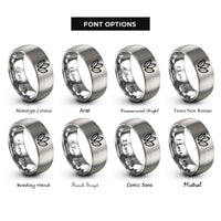 font options for inside engraving on silver rice grains rings