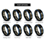 font options for inside engraving on gunmetal & blue rice grains rings