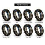 font options for inside engraving on gunmetal & blue rice grains rings
