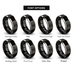 font options for inside engraving on black & gray rice paddle rings