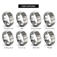 font options for inside engraving on silver rice paddle rings