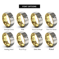 font options for inside engraving on gold & silver rice panicle rings