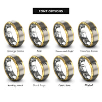 font options for inside engraving on gold & gray rice panicle rings