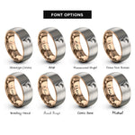 font options for inside engraving on rose gold & grey rice panicle rings