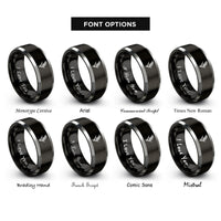 font options for inside engraving on black & gray rice stalk rings