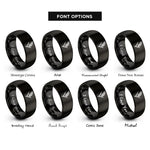 font options for inside engraving on black rice stalk rings