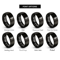 font options for inside engraving on black rice stalk rings