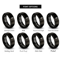 font options for inside engraving on black rice stalk rings