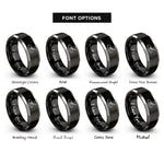 font options for inside engraving on black & silver ride cymbal drumstick rings