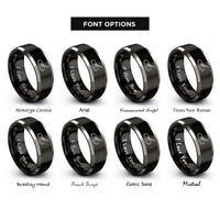 font options for inside engraving on black & silver ride cymbal drumstick rings