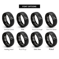 font options for inside engraving on black ride cymbal drumstick rings