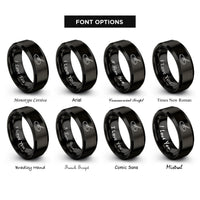 font options for inside engraving on black ride cymbal drumstick rings