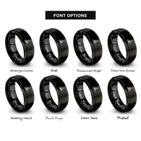 font options for inside engraving on black rider pegs rings