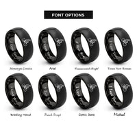font options for inside engraving on black rider pegs rings