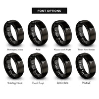 font options for inside engraving on black rider pegs rings