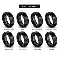 font options for inside engraving on black rider pegs rings