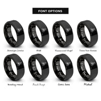 font options for inside engraving on black rider pegs rings