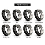 font options for inside engraving on black & silver riding crop horseshoe rings