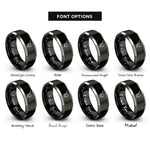 font options for inside engraving on black & gray riding crop horseshoe rings