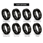font options for inside engraving on black riding crop horseshoe rings