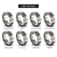 font options for inside engraving on gray riding crop horseshoe rings