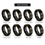 font options for inside engraving on gunmetal & black riding crop horseshoe rings