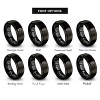 font options for inside engraving on black riding gloves rings