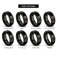 font options for inside engraving on black riding gloves rings