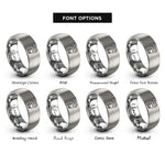 font options for inside engraving on silver riding gloves rings
