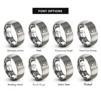 font options for inside engraving on silver riding gloves rings