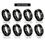 font options for inside engraving on black & grey riding helmet horseshoe rings