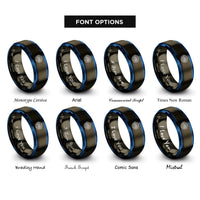 font options for inside engraving on gunmetal & blue rila lakes rings