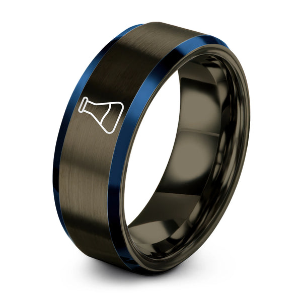 Beaker – Tungsten Wedding Band, 8 mm, Gunmetal, Blue Comfort-Fit Unisex