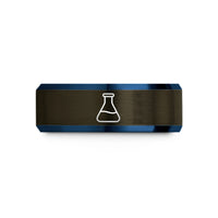 unisex tungsten carbide ring – gunmetal & blue tungsten beaker wedding band