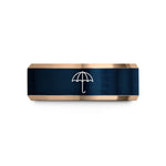 tungsten wedding band – rose gold & blue tungsten paper umbrella wedding band