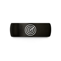 engraved ring for him – black tungsten radar echo spiral wedding band