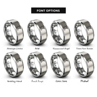 font options for inside engraving on grey ring stand clamp rings