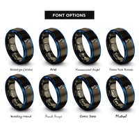 font options for inside engraving on gunmetal & blue ring stand clamp rings