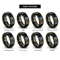 font options for inside engraving on gunmetal & blue ring stand clamp rings
