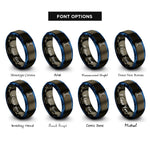 font options for inside engraving on gunmetal & blue ring stand clamp rings