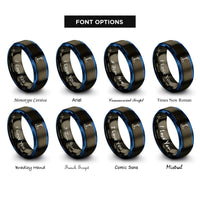 font options for inside engraving on gunmetal & blue ring stand clamp rings