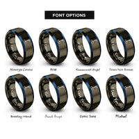 font options for inside engraving on gunmetal & blue ring stand clamp rings