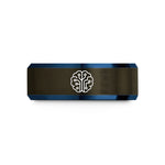 unique men's wedding ring – gunmetal & blue tungsten circuit brain wedding band