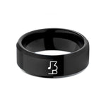men's comfort fit ring – black tungsten measure rest wedding band