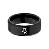 men's comfort fit ring – black tungsten measure rest wedding band