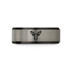 men's durable wedding band – black & gray tungsten moose wedding band