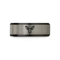 men's durable wedding band – black & gray tungsten moose wedding band