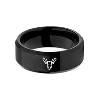 unique men's wedding ring – black tungsten moose wedding band