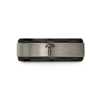 mens tungsten wedding band – black & silver tungsten warhammer wedding band